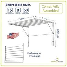 Smartsome - Estante de Secado de Ropa montado en la Pared 56 cm de Ancho Capacidad de 4.6 m lineales 8 Varillas Redondas Lisas de Acero Inoxidable Capacidad de 27 kg Compacto Totalmente montado - pago - Ver 2