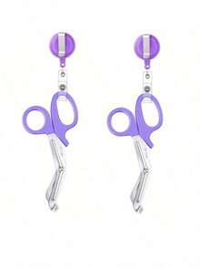 1 Set Stainless Steel Scissors With Retractable Badge Reel - Compact Pocket Design, Available In Blue, Black, Purple And Pink, Suitable For Sewing And General Use, Portable Sewing Tool, Fashion Accessory, Durable Tool Design - Multicolor - View 15