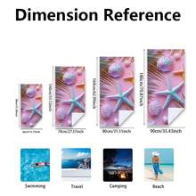 1pc Pink Starfish & Shell Pattern Beach Towel, Super Absorbent Quick Dry Bath Towel, Lightweight Soft Beach Blanket, Suitable For Beach, Swimming, Outdoor, Travel, Ideal Beach Essential - A - View 2