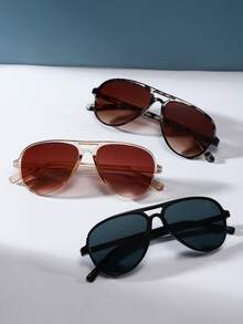 3 Pairs Women's Classic Aviator Frame Fashion Eyeglasses, Basic Elegant Ins Style, Suitable For Street Photography, Weekend Outings, Music Festivals, Vacations, Outdoor Leisure Activities, Driving, Fishing - Multicolor - View 2