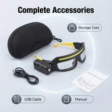 1000mAh LED Headlamp With Motion Sensor, USB-C Rechargeable, IP44 Waterproof, Rotatable Beam, Multiple Brightness & Flashing Modes, Ultra-Bright Hands-Free Light For Night Sports, Repair/Crafting, Fishing & Outdoor, Easter Gift Idea - Storage Bag+Lamp - View 13
