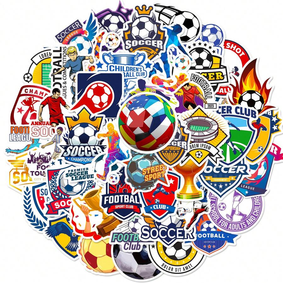 50pcs English Football Stickers, New Football European World Cup Event Fan Club Stickers - Multicolor - View 1