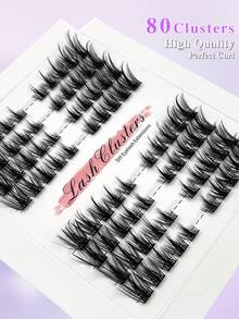 80 Clusters CC Curl Lash Clusters DIY Eyelash Extensions Wispy Individual False Eyelashes Curling Thick Fluffy Eyelash Clusters - CC - View 5