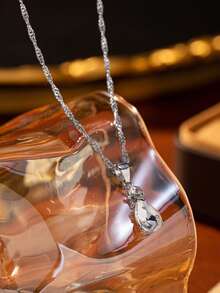 3件套水滴形立方氧化锆耳环项链套装，女士派对、婚礼、周年纪念日和生日礼物 - 彩色 - 查看 2