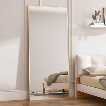 CASSILANDO 180x80cm Standing Mirror, Black Floor Large Mirror, Standing Mirror, Against Wall For Bedroom, Panel And Wall-Mounted Thin Frame Mirror