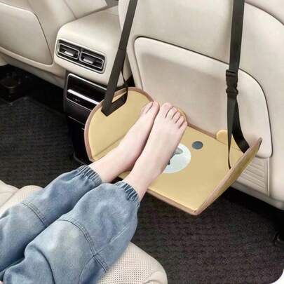 Portable Cartoon Bear Shaped Car Backseat Footrest Pad, Adjustable Rear Seat Support Cushion, Fits Most Vehicles, Enhances Comfort And Style, Great For Holiday Gifts