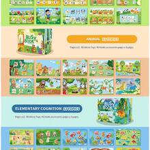 1pc Reusable Interactive Quiet Book For Children, Thick Cardboard Material, Montessori Style, Cartoon Animal/Weather Pattern, Spiral Binding, Hook And Loop Matching Activities, Toy To Develop Cognitive And Fine Motor Skills, Preschool Education & Classroom Supplies - Multicolor - View 7
