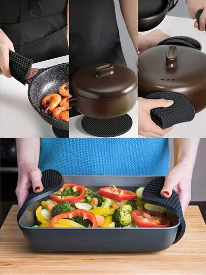 4pcs/2pcs Heat Resistant Pads (For Hot Dishes) - Kitchen Anti-Scald Mats, Suitable For Hot Pots And Pans Silicone Pads, Silicone Mats For Kitchen Countertop & Dining Table, Flexible And Easy To Clean & Dry