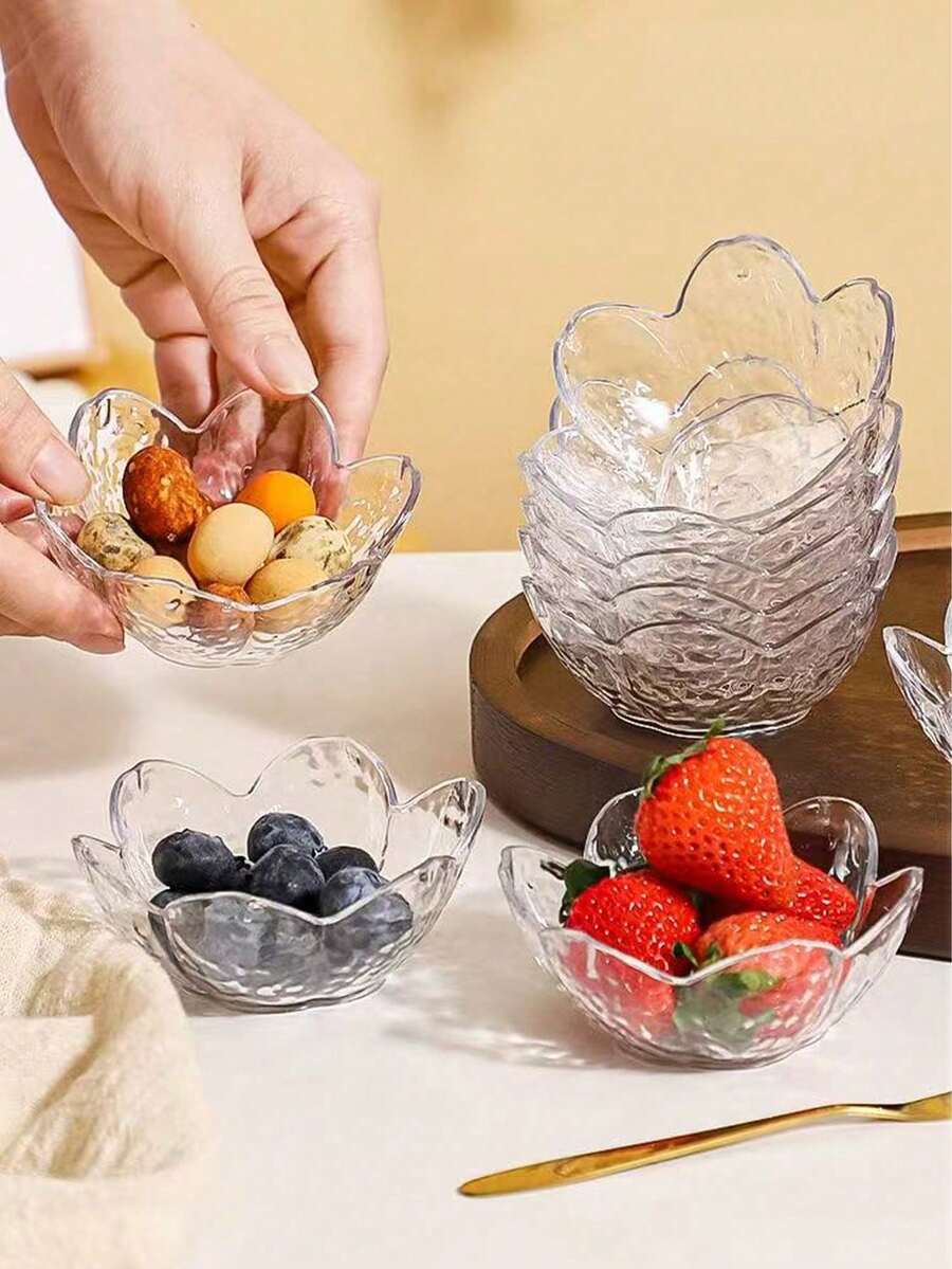 8/6/4/2/1 件套樱桃酱蘸碟，透明樱桃形水晶塑料小碟，蘸酱碗，品尝碟，托盘，调味碟，冰淇淋酱碟，餐具套装，派对用品，母亲节