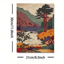 1幅复古风景艺术印刷品，复古山水风光墙画，温暖的大地色调海报，经典自然家居装饰，适用于卧室、客厅、浴室、走廊，无框 - A - 查看 12