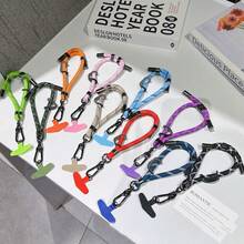 1套女士短款时尚攀岩防摔防滑编织腕带，新款手机挂绳可调节腕带，结实耐用攀岩绳相机钥匙扣腕带 - 彩色 - 查看 3