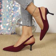 Giày cao gót nữ, giày công sở thời trang đa năng, sandal mùa hè kiểu Pháp sọc nâu đỏ. - Gỗ đỏ - Xem 7