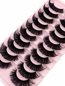 10 Pairs 3d Synthetic Mink Eyelashes For Natural & Dramatic Look, Thick & Voluminous False Eyelashes For Extension - màu đen - Xem 3