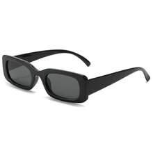 1pc Y2K Square Frame Cute Casual Party Fashion Glasses For Men And Women Retro Fashion Glasses - 亮黑框灰片 - 查看 3