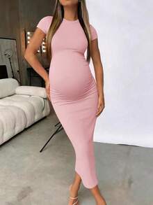 Parara Maternity Dress, Fitted Flattering Minimalist Elegant Suitable For Outdoor Wear Pink Summer - Pink - View 4
