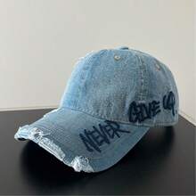 Vintage Washed Denim Baseball Cap, Distressed Adjustable Casual Sun Hat For Couples, Unisex - Multicolor-b - View 7