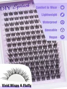 ELAE 140Pcs Lash Clusters Manga DIY Lash Extension Anime Eyelash Clusters 8-16mm Spiky Individual Eye Lashes Wispy False Eyelashes D Curl Cosplay Doll Cluster Eyelash Extensions Super Thin Band - Kéo dài khóe mắt ngoài - Xem 4