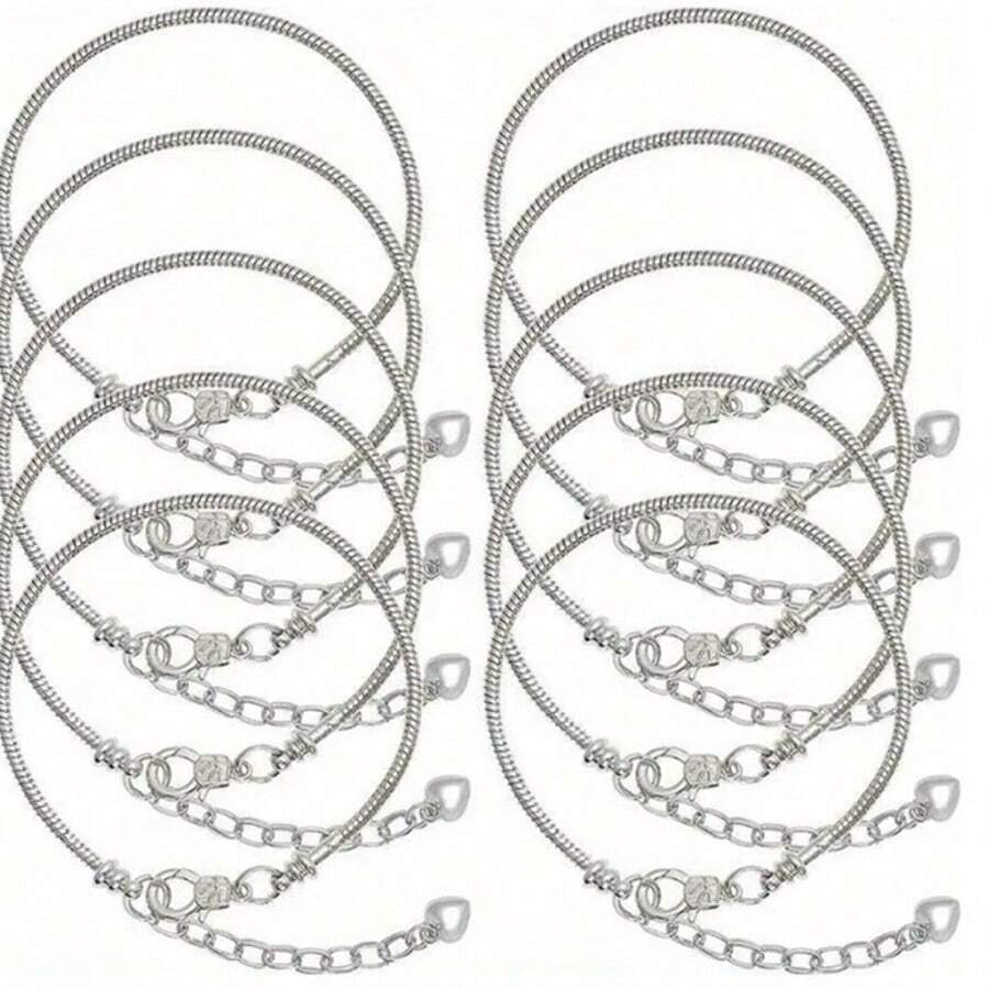 1/5/10/20/30/50条装金/银蛇骨链手链，配心形龙虾扣，适合DIY手链制作，是理想的礼物之选。 - 手鍊 - 查看 1