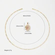 1 pieza Collar con dije de la Virgen de Guadalupe enchapado en oro, cadena de eslabones , joyería religiosa para mujeres, adecuado para el Día de la Madre, , graduación y Ne / - Dorado - Ver 3
