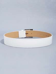 1pc Vintage Gold Square Buckle Rivet Belt For Women, Suitable For Dresses And Coats - White - View 3