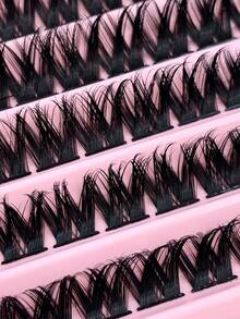 Hinarin 110Pcs Clusters Individual Lashes Jet Black High Quality Thick And Curly Cross Style Mixed Length Packs Fox Eyelashes Dramatic Makeup Easy To Wear And Suitable For Diy At Home - D - View 4