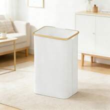 Laundry Hamper With Lid, 110L Large Tall Fabric Clothes Basket, Bamboo Frame & Handles Always Upright, Collapsible Dirty Laundry Bin With Detachable Rods, For Bedroom Bathroom Dorm RV Camping,White - 白色 - 查看 6