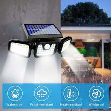 2Packs Solar Security Light For Garden Yard Garage, 3000LM High Brightness 74 LED With IP65 Waterproof, 270° Wide Angle, 3 Modes Motion Sensor & Dusk To Dawn Auto On/Off, Patio Porch Pathway Decoration, Outdoor Home Lighting For Homeowners Gardeners Built-In 700mAh Battery - 三頭壁燈 2個 - 查看 4