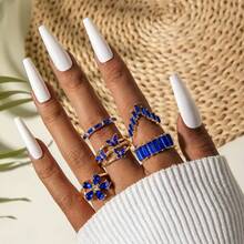 Bộ 5 chiếc nhẫn sang trọng bằng hợp kim đính đá hình hoa, bướm, hình học, thích hợp làm quà tặng dự tiệc cho nữ. - Nhiều màu - Xem 17