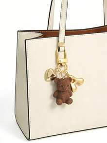 1个字母泰迪熊钥匙扣，金色泡泡字母A-Z钥匙扣，可爱泰迪熊包包挂饰，适用于手提包、钱包、背包、旅行包，也可作为健身房、教室、配对游戏、日常使用和礼物的装饰钥匙扣，时尚女士配饰，圣诞节、情人节、生日、返校季的完美礼物 - 彩色 - 查看 4