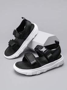 New Summer Kids Soft Bottom Outdoor Fashion Convenient Hook And Loop Versatile Casual Sandals - Black and White - View 1