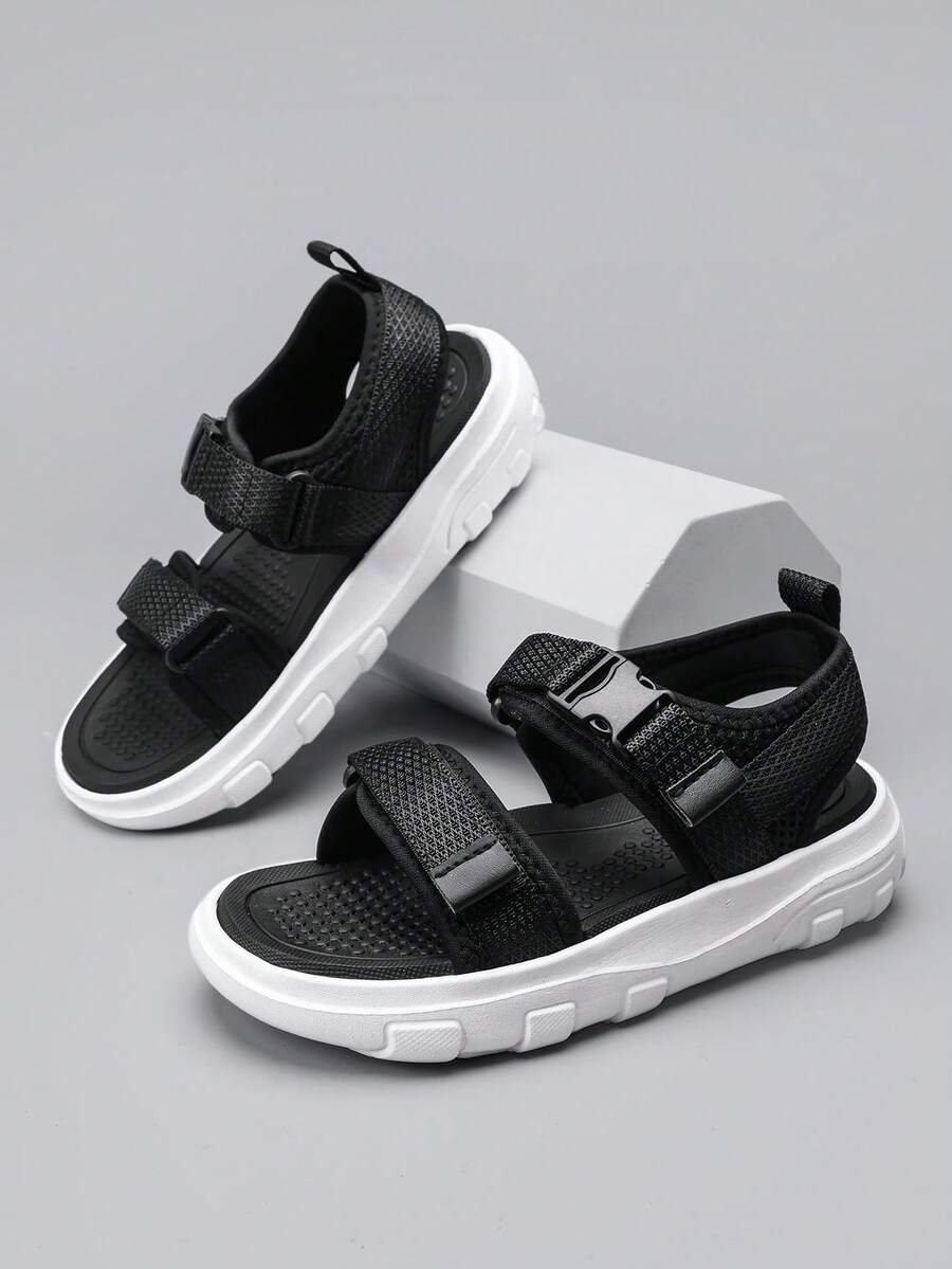 New Summer Kids Soft Bottom Outdoor Fashion Convenient Hook And Loop Versatile Casual Sandals - Black and White - View 1