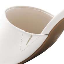 Women Minimalist Chunky Heeled Mule Sandals, Comfortable Slip On Square Open Toe Summer Sandals - 白色 - 查看 7