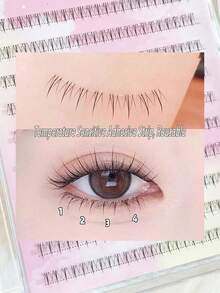 Lvcheryl 120簇C型卷翘火焰下假睫毛，柔软自然，适合新手，无需胶水，氧气少女风，可爱清新卡通系列分段式下睫毛 - C - 查看 4