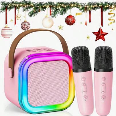 Mini Karaoke Machine, Portable Wireless Karaoke Speaker With 2 Wireless Microphones, Karaoke Microphone Machine Toy, Suitable For Parties/Meetings/Adults, Best Choice For Gifts And Gatherings.