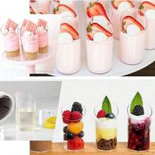 Bộ 10/20/30/40/50 chiếc cốc tráng miệng góc cạnh, cốc mini trong suốt 3oz dùng cho bánh pudding trái cây, kem, bánh ngọt, đồ ăn vặt, tiệc tùng, đám cưới, ngày lễ tình nhân, tiệc sinh nhật, tiệc chiêu đãi, đám cưới. - Trong sáng - Xem 10