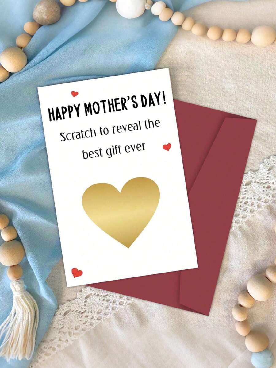 1 Set Mother's Day Scratch Card With Envelope, Fun Interactive Mother's Day Scratch Card To Reveal Special Mother's Day Gift, Daughter/Son's Scratch Surprise Announcement Card Suitable For Mother's Day, Mother's Day Gift - A - View 1