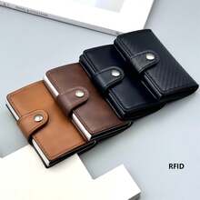 Carbon Fiber Automatic Pop-Up Men's Wallet Card Holder, Multi-Functional Multi-Slot Ultra-Thin Wallet, RFID Anti-Theft Business Portable Holiday Gift Card Holder. - Black - View 9