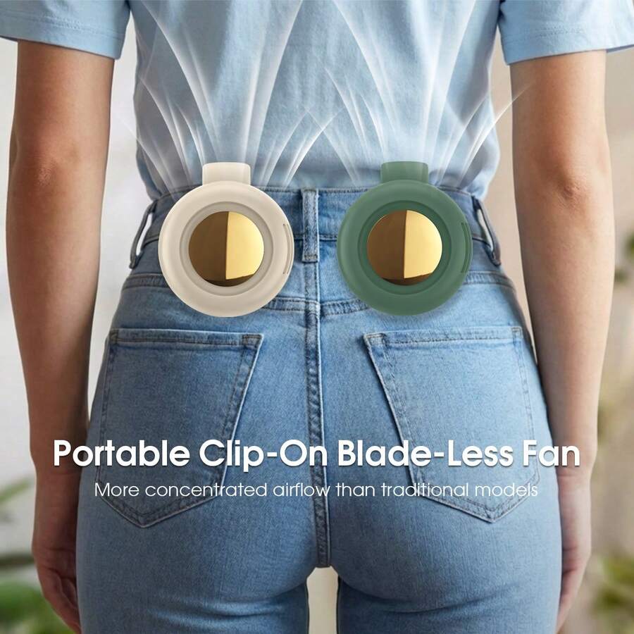 Portable Quiet Bladeless Waist Clip Fan, USB Rechargeable 3-Speed Adjustable, Hands-Free Body Cooling Device, Suitable For Construction Workers, Students In Summer - Multicolor - View 1