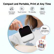 ORICO - Portable Mini Thermal Label Printer, Wireless Label Printer With 1 Roll Of 50*30mm/19.6"*11.8" Label Paper; Label Printer Comes With 1/4/6 Rolls Of Label Paper; Thermal Self-Adhesive Labels; Ink-Free Printing; Supports Thermal Label Sizes 20~56mm/7.8"~22"; Compatible With IOS And Android. - White - View 6