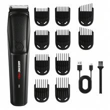 WEEME Men's Beard Trimmer, Professional Men's Hair Clipper Electric Shaver T-Blade Edger Cordless Rechargeable Beard Grooming Kit - Black - View 11