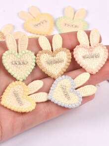 10 piezas de 2.6x3.5cm Parches bordados con forma de corazón de conejo, adecuados para ropa DIY, bolsos, sombreros, accesorios hechos a mano, decoración de costura para el hogar - Multicolor - Ver 5