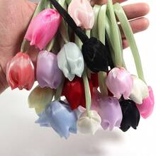 5 piezas/paquete Capullos de flores de tulipán con cinta de doble cara, decoración floral para el hogar, suministros de embalaje de regalos, accesorios de ropa, decoraciones de lazos DIY - Tulipán de cinta - Ver 9