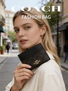 Coach Mini Skinny Id Case In Signature Canvas Pocket Wallet For Women Credit Card Holder - Rust Brown - View 2