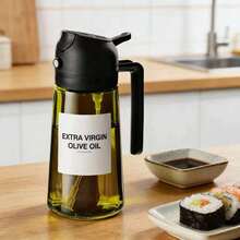 Bình xịt dầu chống ánh sáng, bình phân phối dầu nhà bếp 2 trong 1 dạng xịt và rót, bình dầu thủy tinh trong suốt dạng nhấn, dạng phun sương. - Xem 4