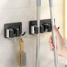 Giá treo chổi bằng thép không gỉ, thiết kế gắn tường không cần khoan, thích hợp làm giá treo chổi trong phòng tắm và nhà vệ sinh, có kẹp dính chắc chắn. - Nhiều màu - Xem 2