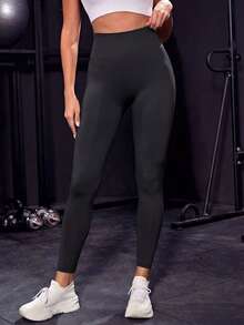 FWH High Waist Slimming & Shaping Leggings, Suitable For Running And Outdoor Exercises, Compression Base Layer Pants For Women Sports - Black - View 4