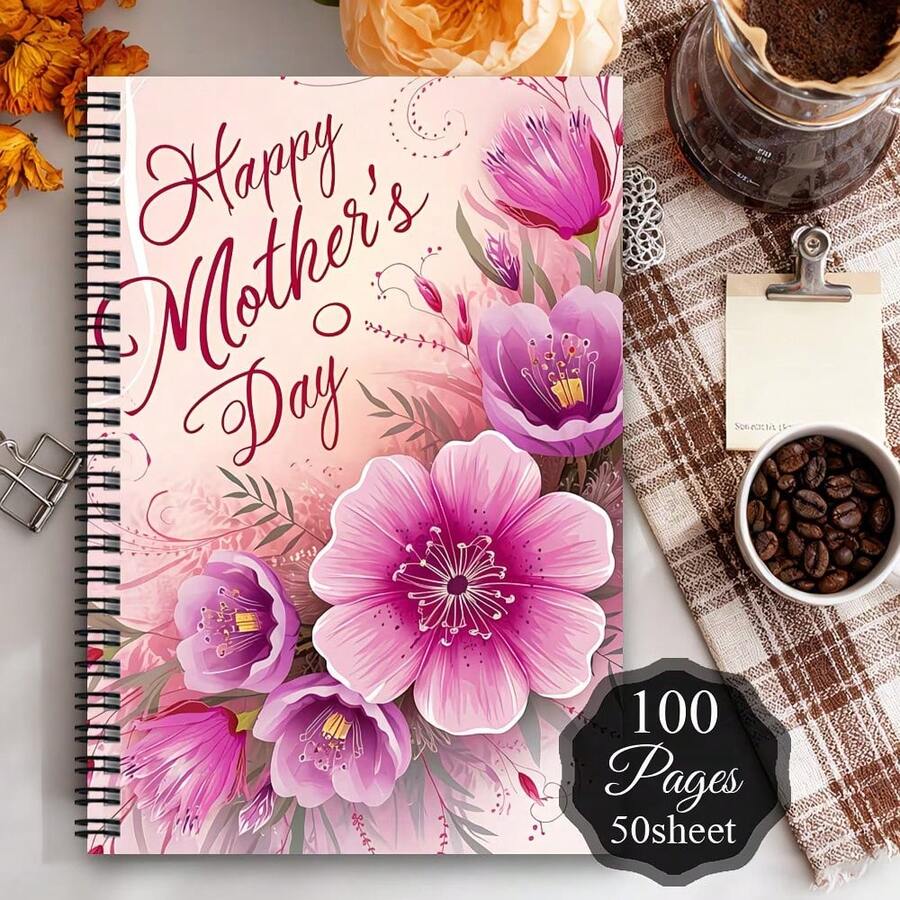 1pc Ultimate Mom Spiral Notebook, Perfect Gift For Mother'S Day, Women'S Gift Notebook, Romantic Journal For Mother'S Day Thoughtful Present With Pink Flower Pattern,No Pen Included. - B - View 1