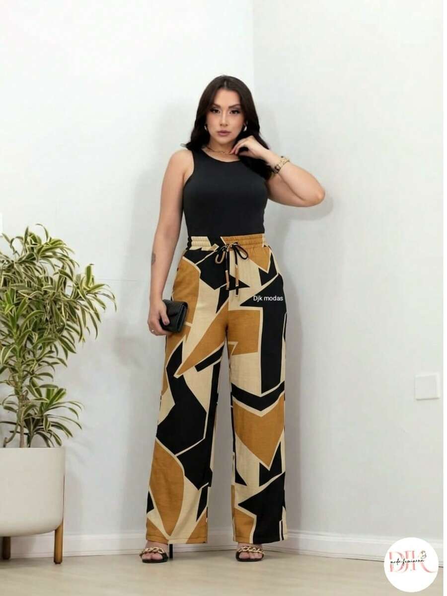 Wide-Leg Pants In DUNA Fabric, Unlined, Woven Fabric WITHOUT Elastane, With Pockets (Size Chart Available) - Mustard - View 1