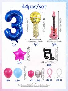 Bộ 44 bóng bay chủ đề âm nhạc, bao gồm bóng bay hình số, micro, guitar, nốt nhạc, ngôi sao năm cánh màu xanh dương 40 inch và bóng bay cao su màu đỏ, xanh dương, bạc, thích hợp để trang trí tiệc sinh nhật, sự kiện âm nhạc K-Pop, tiệc theo chủ đề, dạ hội tốt nghiệp, chủ đề nhạc Rock, trang trí tiệc karaoke Hip-Hop, tiệc mùa hè, trang trí lễ hội. - Nhiều màu - Xem 2