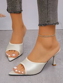 Mẫu sandal cao gót mũi nhọn gợi cảm, kiểu dáng slip-on thời trang mới nhất năm 2026 dành cho nữ. - Màu be - Xem 5